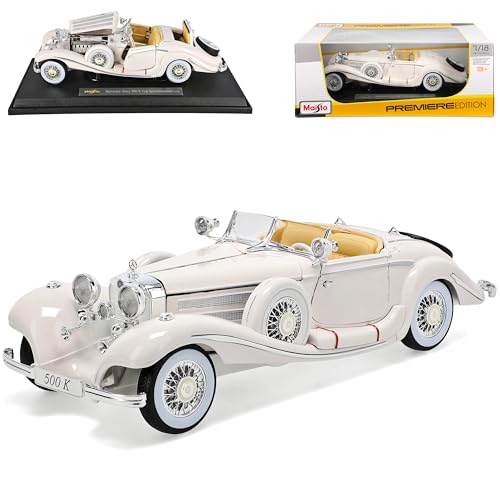 Mercedes-B 500K Typ Special Roadster Cabrio Weiss 1936 1/18 Modell Auto mit individiuellem Wunschkennzeichen Mercedes-B 500K Typ Special Roadster Cabrio Weiss 1936 1/18 Modell Auto mit individiuellem Wunschkennzeichen von Maisto Mercedes-Benz