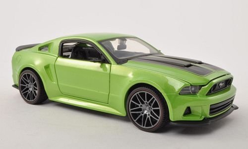 Maisto Ford Mustang Street Racer, met.-hell-grün/matt-schwarz, Modellauto, Fertigmodell, 1:24 von Ford