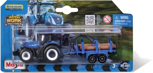 Maisto 15590-00000000 Mini Arbeitsmaschinen Traktor + Anhänger ASMT MAISTO-1/72 Fresh Metal Ferme Fendt/Massey Fergusson/NH-Sortiment, Mehrfarbig/Meereswellen (Ocean Tides) von Maisto