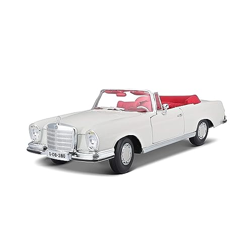 Maisto Mercedes 280SE, Modellauto mit Federung, Maßstab 1:18, Türen und Motorhaube beweglich, Fertigmodell, lenkbar, 24 cm, creme (531811), Cremefarben von Bauer Spielwaren