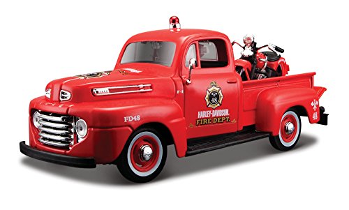 Maisto 32191 - Modellauto 1:24 Ford F-1 Pickup 48 + EL Knucklehead 36, rot von Maisto