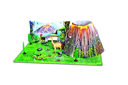 Maisto Built-N-Play Dinosaur Set: Spielzeuglandschaft aus Karton, inklusive Zubehör und 1 Fresh Metal Spielzeugautos (512518) von Maisto