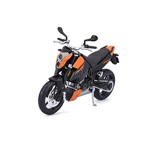 Maisto KTM 690 Duke: Originalgetreues Motorradmodell 1:12, mit beweglichem Ständer, Federung und frei rollenden Rädern, 17 cm, schwarz-orange (531181) von Bauer Spielwaren