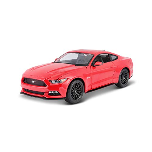 Maisto Ford Mustang '15: Modellauto mit Federung, Maßstab 1:18, Türen und Motorhaube beweglich, Fertigmodell, lenkbar, 24 cm, rot (531197) von Bauer Spielwaren