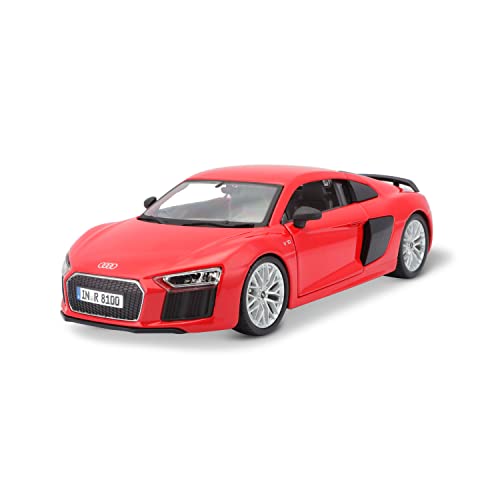 Maisto Audi R8 V10: Modellauto im Maßstab 1:24, Türen und Kofferraum zum Öffnen, 19 cm, grau (531513), farblich sortiert von Maisto