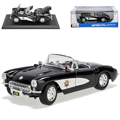 Maisto Chevrolet Corvette C1 Schwarz Police Polizei 1953-1962 1/18 Modell Auto mit individiuellem Wunschkennzeichen Maisto Chevrolet Corvette C1 Schwarz Police Polizei 1953-1962 1/18 Modell Auto mit individiuellem Wunschkennzeichen von Maisto