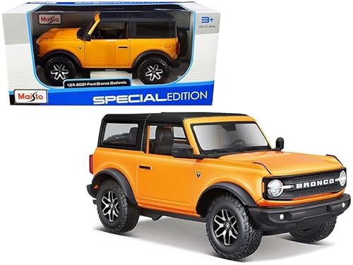 Maisto Ford Bronco Badlands (2020): Modellauto im Maßstab 1:24, Türen beweglich, ca. 20 cm, Gelb (31530) von Maisto