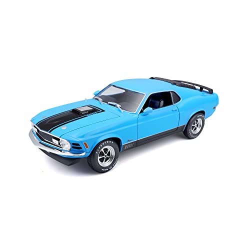 Maisto Ford Mustang Mach 1 (1970): Modellauto im Maßstab 1:18, Türen, Kofferraum und Motorhaube beweglich, blau (531453B) von Maisto