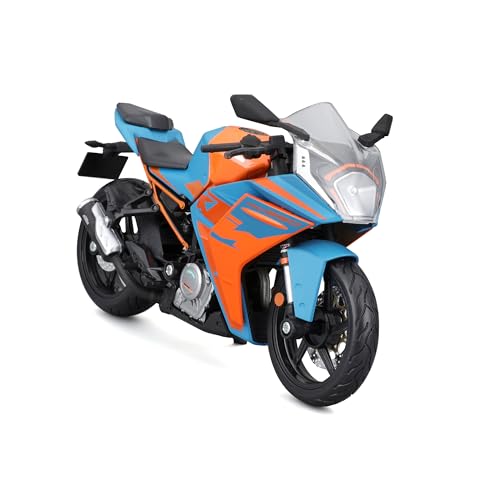 Maisto KTM RC 390: Motorradmodell im Maßstab 1:12, mit beweglichem Ständer, Hinterrad-Federung und frei rollenden Rädern, blau (5-22907-1) von Maisto
