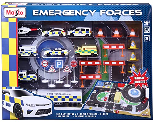 Maisto M12151 Fresh Metal Emergency Force Playmat Spielset mit Druckguss-Fahrzeugen, mehrere Farben Maisto M12151 Fresh Metal Emergency Force Playmat Spielset mit Druckguss-Fahrzeugen, mehrere Farben von Maisto