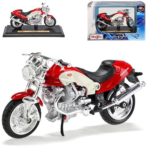 Maisto Moto Guzzi V10 Centauro Rot Weiss mit Sockel 1/18 Modell Motorrad mit individiuellem Wunschkennzeichen von Maisto