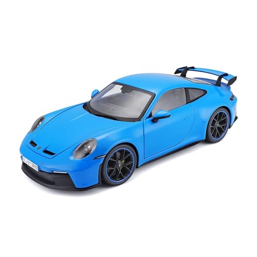 Maisto Porsche 911 GT3 (2022): Modellauto im Maßstab 1:18, Türen, Kofferraum und Motorhaube beweglich, blau (536458B) von Maisto