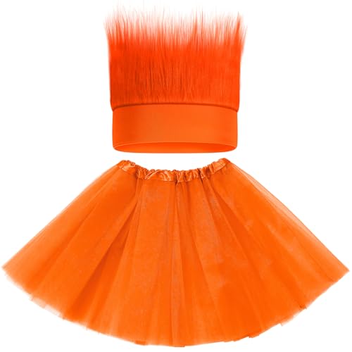 Maiteenly 2-teiliges orangefarbenes Cosplay-Kostüm-Set für Damen und Herren, Urlaub, Cosplay-Kostüm, inklusive Rock und haarigem Stirnband für Party Maiteenly 2-teiliges orangefarbenes Cosplay-Kostüm-Set für Damen und Herren, Urlaub, Cosplay-Kostüm, inklusive Rock und haarigem Stirnband für Party von Maiteenly