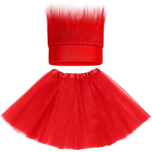 Maiteenly 2-teiliges rotes Cosplay-Kostüm-Set für Damen und Herren, Urlaub, Cosplay-Kostüm, inklusive Rock und haarigem Stirnband für Party Maiteenly 2-teiliges rotes Cosplay-Kostüm-Set für Damen und Herren, Urlaub, Cosplay-Kostüm, inklusive Rock und haarigem Stirnband für Party von Maiteenly