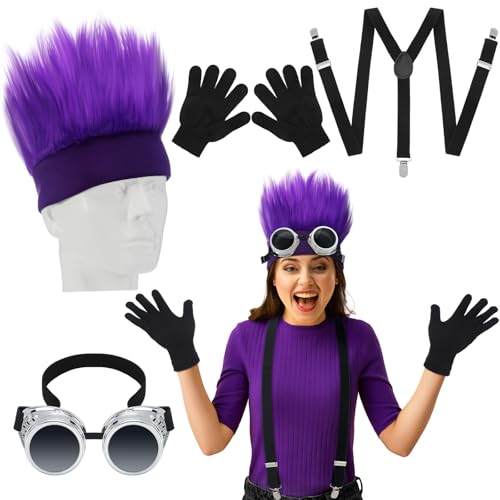 Maiteenly Halloween-Kostüm-Zubehör für Damen, Vintage-Steampunk-Brille, haariges Stirnband, Handschuhe, Hosenträger für Damen, Halloween, Party, Cosplay, Kostüm, 4 Stück Maiteenly Halloween-Kostüm-Zubehör für Damen, Vintage-Steampunk-Brille, haariges Stirnband, Handschuhe, Hosenträger für Damen, Halloween, Party, Cosplay, Kostüm, 4 Stück von Maiteenly