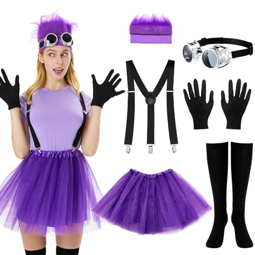 Maiteenly Halloween-Kostüm-Zubehör für Damen und Erwachsene, Cosplay-Party-Set mit Perücke, Stirnband, Brille, Tutu, 6 Stück Maiteenly Halloween-Kostüm-Zubehör für Damen und Erwachsene, Cosplay-Party-Set mit Perücke, Stirnband, Brille, Tutu, 6 Stück von Maiteenly