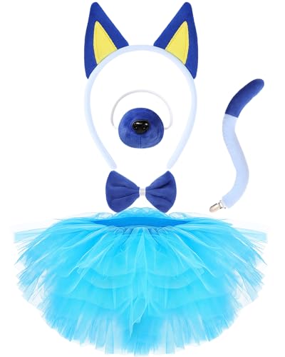 Maiteenly Hundekostüm, Kopfband, Fliege, Nasenschwanz, Rock für Halloween, Kleid, Outfit, Zubehör, Party, Cosplay, Blau, 5 Stück Maiteenly Hundekostüm, Kopfband, Fliege, Nasenschwanz, Rock für Halloween, Kleid, Outfit, Zubehör, Party, Cosplay, Blau, 5 Stück von Maiteenly