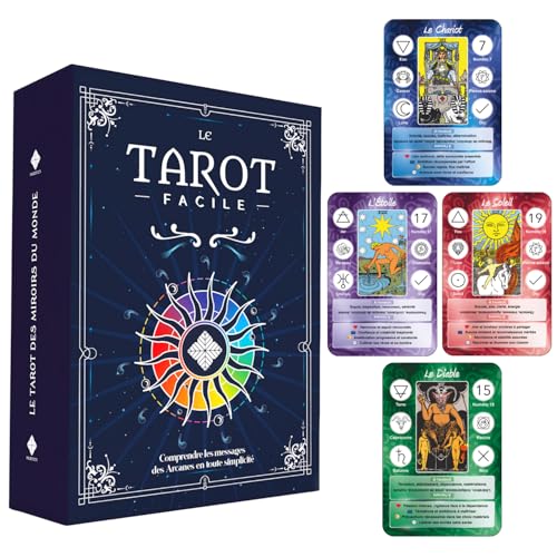 Le Tarot Facile – 78 illustrierte Karten + komplettes Buch (in Französisch) – Lernen Sie einfach und spielerisch die Arkane zu lesen. Ideal für Anfänger – große Karten: 12,6 cm x 8,9 cm von Majestic's