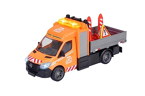 Majorette - Mercedes-Benz Baustellenfahrzeug (15 cm) - großes Spielzeugauto mit Ladefläche zum Kippen, Licht, Sound & Verkehrsschildern, für Kinder ab 3 Jahre von Majorette