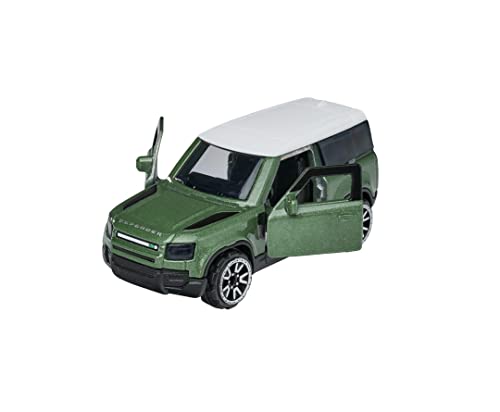 Majorette 212053052Q30 Verteidiger Premium Land Rover Defender 90, Spielzeugauto, Freilauf, zu öffnende Teile, Federung, Sammelkarte, 1:64, 7,5 cm, grün, für Kinder ab 3 Jahren von Majorette