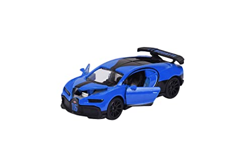 Majorette 212053152Q04 Deluxe Bugatti Chiron Pur Sport, Spielzeugauto, Freilauf, 2 zu öffnende Teile, Sammelbox, Gummireifen, 1:64, 7,5 cm, blau, für Kinder ab 3 Jahren von Majorette