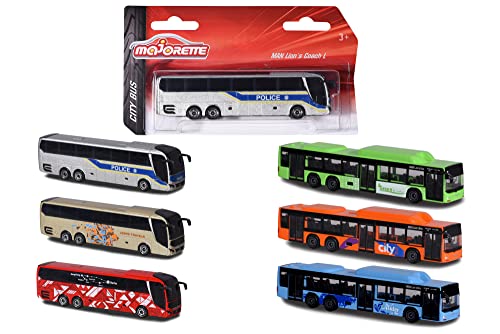 Majorette 212053159SDN - Man Stadtbus - Stadtbus aus Metall mit Freilauf, 13 cm, Ab 3 Jahren, Erhältlich in 6 verschiedenen Modellen und Farben, Zufällige Auswahl von Majorette