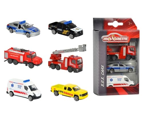 Majorette - SOS Spielzeugauto-Set – 3 zufällige Einsatzfahrzeuge der S.O.S. Cars Edition, für Kinder ab 3 Jahren, Rettungsfahrzeuge Spielset von Majorette