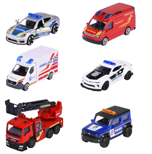 Majorette 3er-Set Autos Rescue Premium (3 Modellautos) - Einsatzfahrzeuge aus Metall mit Freilauf, zufällige Auswahl aus 2 Spielzeugauto-Sets für Kinder ab 3 Jahre, je ca. 7,5 cm von Majorette