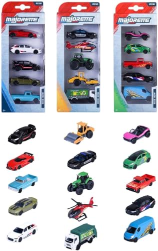 Majorette - 5 Spielzeugautos – 1 von 4 verschiedenen Sets, mit Freilauf und Lizenz, Modellauto-Set im Miniaturformat für Kinder ab 3 Jahren (je 7,5 cm) von Majorette