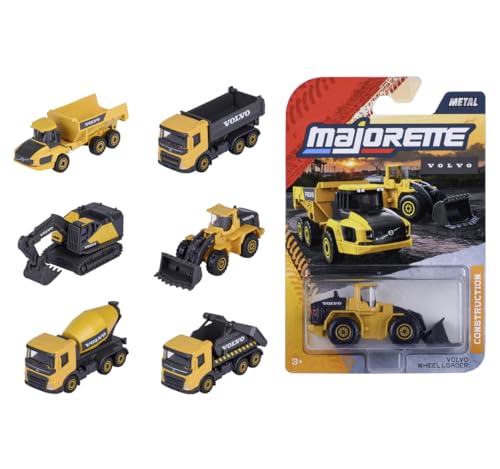 Majorette Auto Volvo Construction Premium (1 Baustellenfahrzeug) - Spielzeugauto aus Metall mit Freilauf & beweglichem Teil, zufällige Auswahl aus 6 Baufahrzeugen für Kinder ab 3 Jahre, 7,5 cm von Majorette