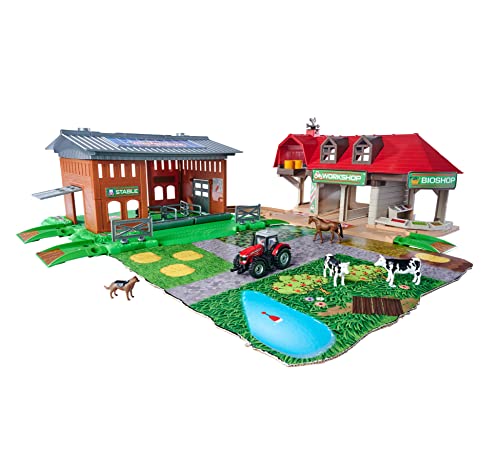 Majorette - Creatix Bauernhof - umfangreicher Spielzeug-Bauernhof mit Stall, Spielzeug-Traktor, Tieren & Zubehör, für Kinder ab 5 Jahren von Majorette