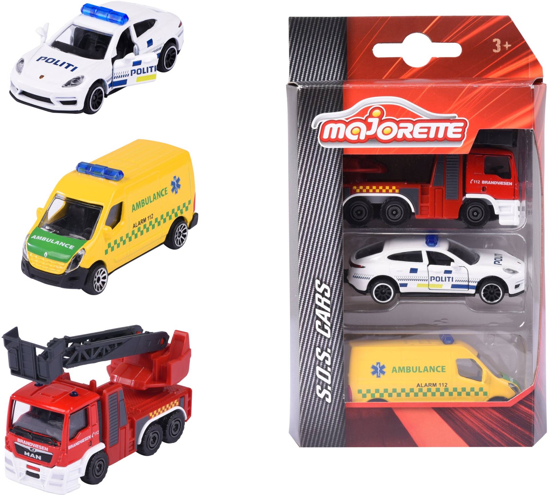 Majorette Dänische Einsatzfahrzeuge 3er-Pack Majorette Dänische Einsatzfahrzeuge 3er-Pack von Majorette