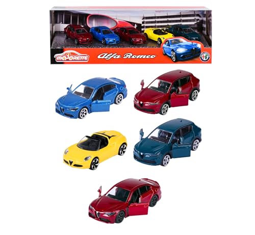 Majorette – Dream Cars - 5 Alfa Romeo Spielzeugautos als Geschenkset, Modellautos für Sammler oder Kinder ab 3 Jahren, Alfa Romeo von Majorette