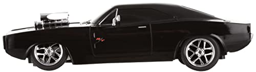 Jada Toys 7/253203019 Fast & Furious RC Auto Dom's 1970 Dodge Charger Street, Ferngesteuertes Auto mit 2-Kanal Funksteuerung, Turbofunktion, Maßstab 1:24, ab 6 Jahren, schwarz von Jada Toys