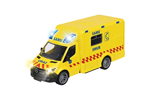 Majorette - Grand Series Mercedes Ambulance 15 cm (Maßstab 1:43) Geräusche und Lichter ab 3 Jahren 7/213712001002, Gelb von Majorette