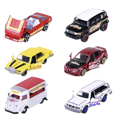 Majorette - Modellauto in der Premium Geburtstags-Edition 60 Jahre, zufällige Auswahl aus 6 Metall Spielzeugautos (pro Jahrzehnt EIN Modell), 7,5 cm, ab 3 Jahre von Majorette
