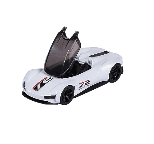 Majorette - Porsche Motorsport Deluxe Vision GT in weiß - Modellauto (7,5 cm) aus der Porsche Deluxe Car Edition mit Sammelbox, Spielzeugauto für Kinder ab 3 Jahre von Majorette
