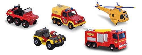 Dickie – Feuerwehrmann Sam – 5-teiliges Geschenk-Set – Geschenk-Set mit 5 Fahrzeugen aus Metall – 203094002038 von Majorette
