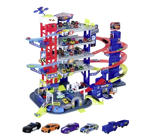 Majorette – Super Chase Center - Parkhaus mit 6 Etagen, mit Verfolgungsjagd, Parkgarage für Kinder ab 5 Jahren, inkl. Spielzeugautos, Zug, Aufzug, Licht & Sound, Black Majorette – Super Chase Center - Parkhaus mit 6 Etagen, mit Verfolgungsjagd, Parkgarage für Kinder ab 5 Jahren, inkl. Spielzeugautos, Zug, Aufzug, Licht & Sound, Black von Majorette