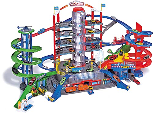 Majorette Super City Garage, motorisierte Bahn für Modellautos mit Parkplätzen und Eisenbahn, Parkhaus für Die-cast Autos, Spielzeug als Geschenk für Jungen und Mädchen, ab 5 Jahren, mehrfarbig Majorette Super City Garage, motorisierte Bahn für Modellautos mit Parkplätzen und Eisenbahn, Parkhaus für Die-cast Autos, Spielzeug als Geschenk für Jungen und Mädchen, ab 5 Jahren, mehrfarbig von Majorette