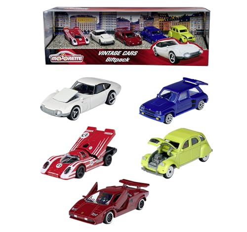 Majorette - Vintage Geschenkset - 5 historische Spielzeugautos, für Kinder ab 3 Jahren, Maßstab 1:64 (7,5 cm), Auto-Geschenk-Set, Oldtimer von Majorette