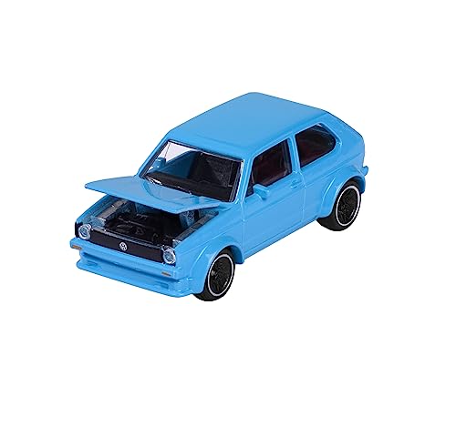 Majorette - Vintage Auto – VW Golf MK1 Spielzeugauto, Maßstab 1:64 (7,5 cm), mit Sammelkarte, Modellauto für Kinder ab 3 Jahren, Durchsichtig von Majorette