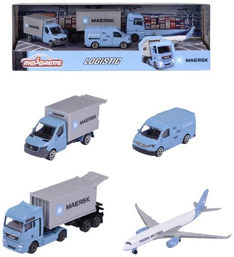 Majorette PKW Modell, Flugzeug Modell Maersk-Set Fertigmodell Gewerbe Modell von Majorette