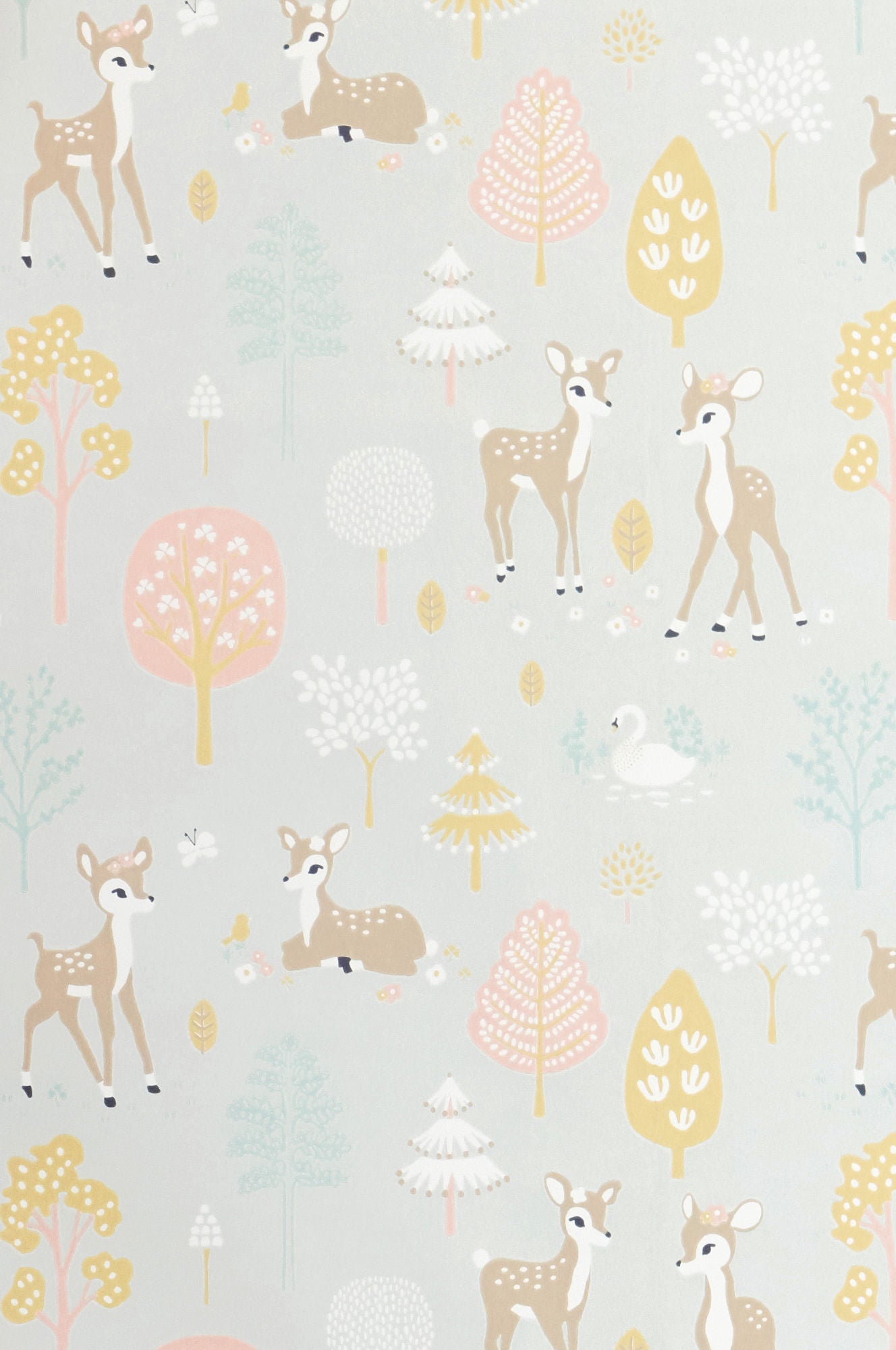 Majvillan Tapete Kinderzimmer, Golden Woods, Soft Grey, Kindertapete von Majvillan