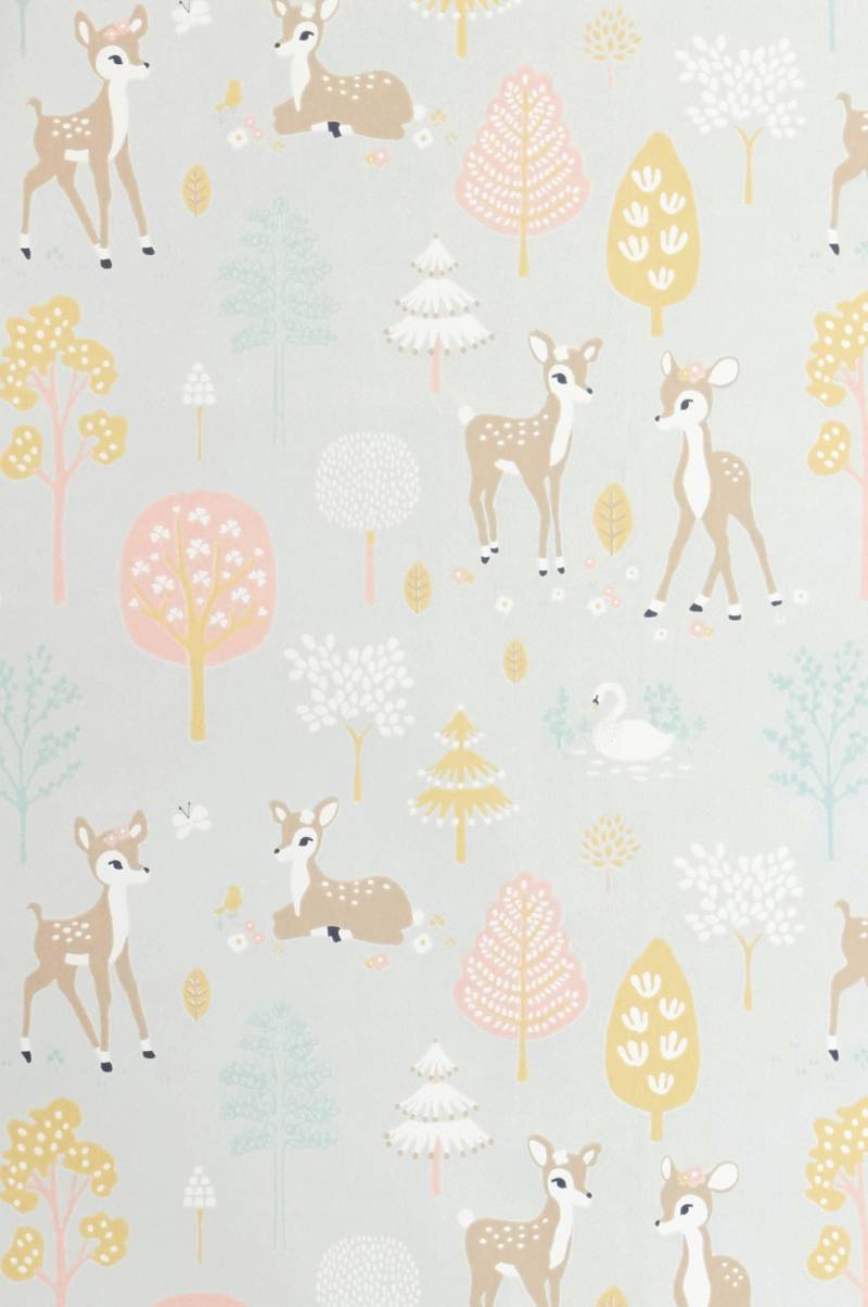 Majvillan Tapete Kinderzimmer, Golden Woods, Soft Grey, Kindertapete von Majvillan