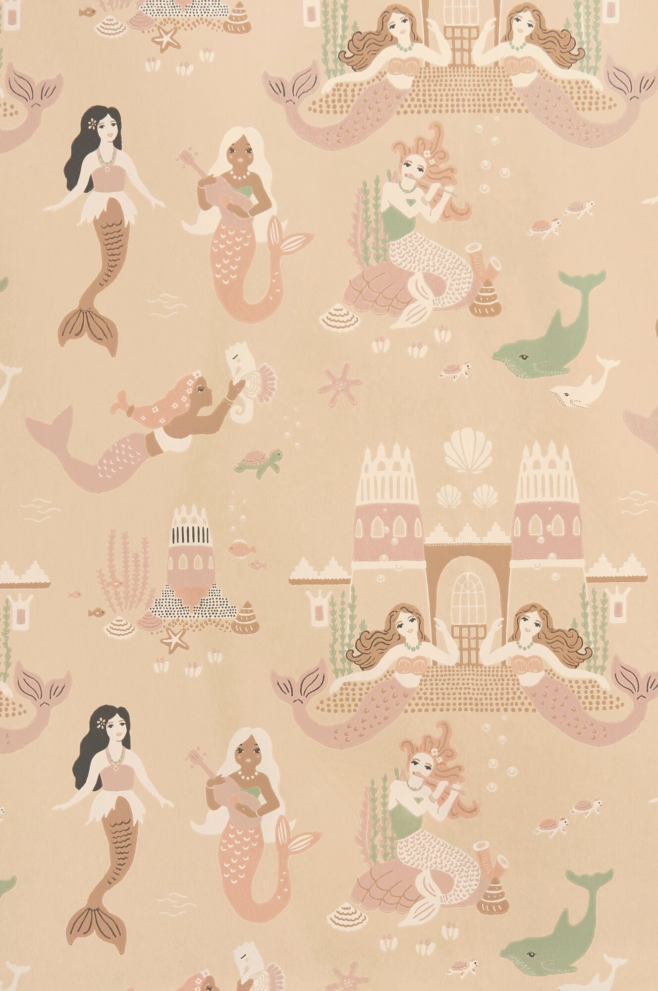 Majvillan Tapete Kinderzimmer, Mermaid Reef, Sandy Beige, Kindertapete von Majvillan