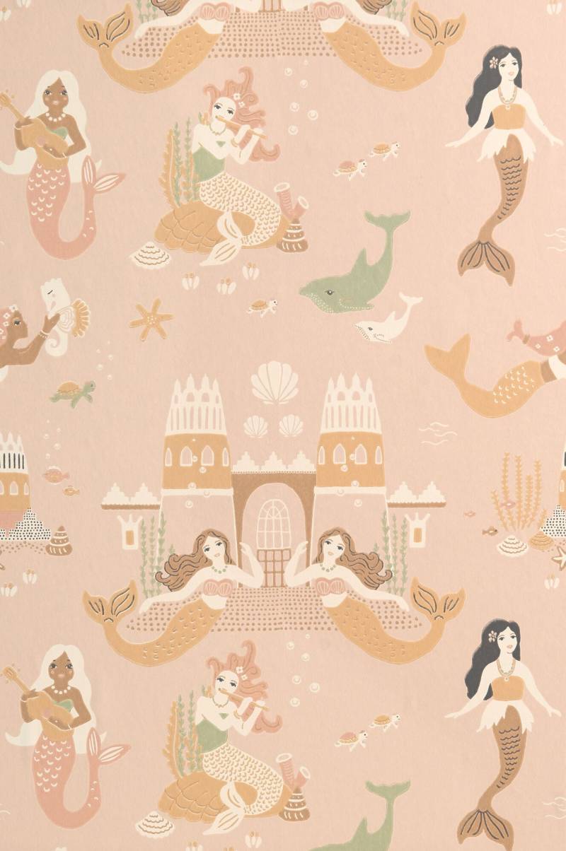 Majvillan Tapete Kinderzimmer, Mermaid Reef, Sweet Pink, Kindertapete von Majvillan