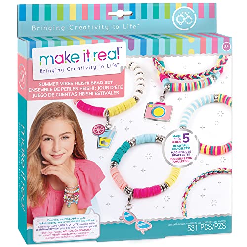 Make It Real 2901317 Heishi Bead Jewellery Set, DIY Bracelets, Creative Kit for Children, Multi-Coloured von Make It Real