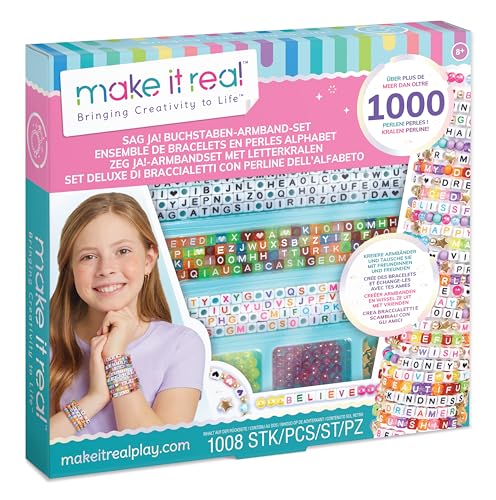 Make It Real 1742 Deluxe-Set mit Perlenarmbändern, Alphabet, Schmuck für Mädchen, Bastelarbeiten für Mädchen, 1000 Stück, ab 8 Jahren Make It Real 1742 Deluxe-Set mit Perlenarmbändern, Alphabet, Schmuck für Mädchen, Bastelarbeiten für Mädchen, 1000 Stück, ab 8 Jahren von Make It Real