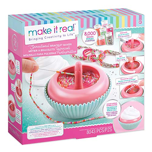Make It Real 2901454 Cupcake Schmuckstudio, DIY, Schmuckset, Armbänder selber basteln, Kreativ-Kit für Kinder, pink, Talla unica von Make It Real